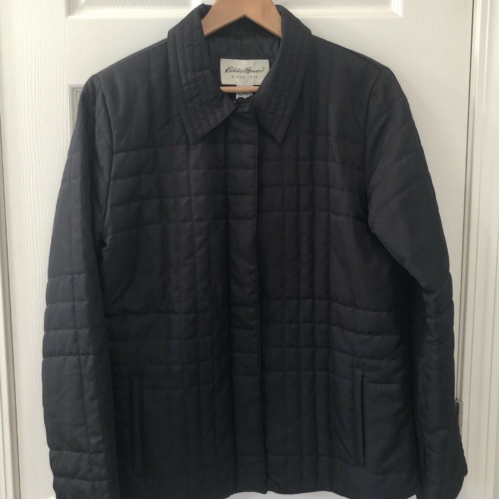 Eddie Bauer Size L Lightweight Year-Round Black Quilted Jacket